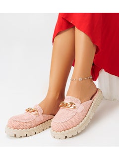 Buy Mules Flat Fabric With Accessories SB-12 - Pink in Egypt