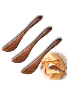 اشتري 3Pcs Butter Knife Spreader Wooden Essential Tableware Knives Handmade Eco-Friendly Natural Wooden Cheese Knife Butter Knives Essential Tableware Knives for Breakfast for Cutting Butter Cheese في الامارات