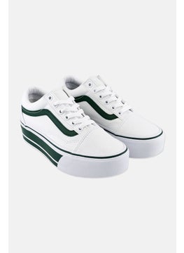 Buy Women Old Skool Lace Up Outdoor Shoes, White/Green in Saudi Arabia