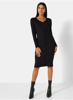 اشتري Ribbed Long Sleeve Midi Dress في السعودية