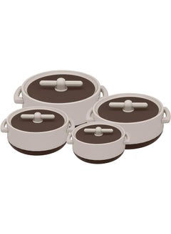 Buy Velvet Insulated Hotpot Casserole With Lid Food Storage Container Brown Set Of 4 1000 1500 2000 3000 Ml Phpv04 Brown in Saudi Arabia