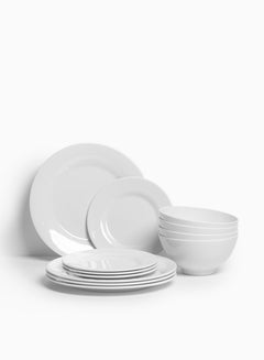 Buy Premium Melamine Dinner Set 12 Pieces For 4 People White Microwave And Dishwasher Safe | Melamine Plates Set | Healthy Melamine Dinner Set (12 Pieces) in Saudi Arabia