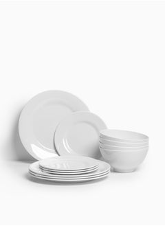 Buy Premium Melamine Dinner Set 12 Pieces For 4 People White Microwave And Dishwasher Safe | Melamine Plates Set | Healthy Melamine Dinner Set (12 Pieces) in Saudi Arabia