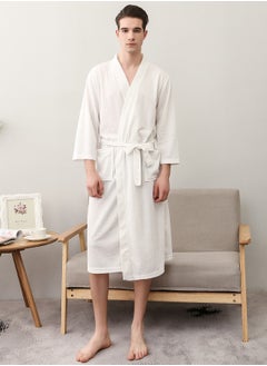 Buy Men Waffle Robes Lightweight Knit Bathrobe Sleepwear Kimono Robe Wrap Loungewear with Pocket, Size: M/XL/XXXL in Saudi Arabia