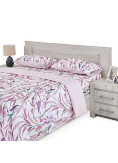 Buy Foliage Super King - Sized Duvet Cover Set Purple And Beige - 240X260 Cm in UAE