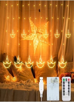 Buy Tiokkss Diwali Lights Decorations for Home, 12 Hanging Diyas with 8 Flashing Modes Diwali Lights and Diyas, USB (2 Modes) and Battery Box Powered(8 Modes), Diwali Decorations for Home Warm White in UAE