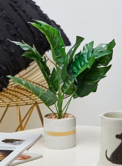 Buy Artificial Plant In Gold & White Pot in UAE