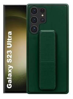 Buy Samsung Galaxy S23 Ultra Grip Case Magnetic Kickstand Cover with Foldable Hand Strap Green in UAE