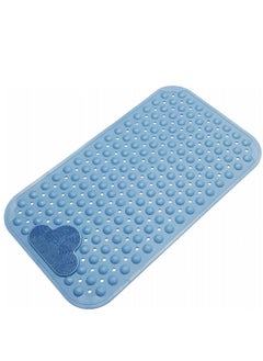 Buy Shower Mat, Non-Slip Bath Mat with Suction Cups and Drain Holes, Foot Scrubber Mat for Bathroom, Feet Massage, 40cmx70cm (Blue) in Saudi Arabia