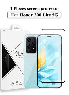 اشتري قطعة واحدة من واقي الشاشة الزجاجي بغطاء كامل لهاتف Honor 200 Lite 5G أسود/شفاف وملحقات واقي الشاشة في السعودية