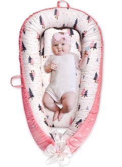 اشتري Baby Lounger Baby Nest Co-Sleeping Girl for Newborn Essentials, Premium Breathable Natural Cotton Baby Shower Gifts Portable Adjustable Baby Nest Sleeper with Pillow (Tree) في السعودية