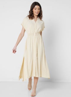 اشتري Smocked Waist Shirt Dress في الامارات