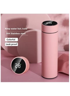 Buy Smart Vacuum Flask And Water Bottle For Hot And Cold Drinks Keeps Your Drink Cold For 24 And Hot For 8 Hours With LED Temperature Display Stainless Steel Water Bottle Camping Flask Pink in Saudi Arabia