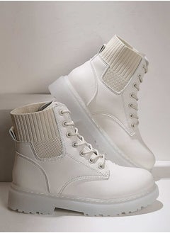 Buy Boots cream color with laces in UAE