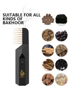 Buy Handheld Bukhoor Hair Bakhoor Electronic Comb Incense Burner Black in Saudi Arabia