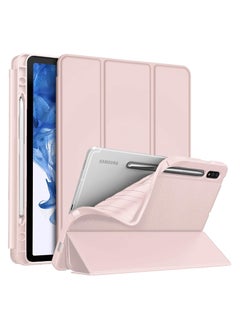 Buy Smart Case for Samsung Galaxy Tab S8 Plus 2022/S7 FE/S7 Plus 12.4 with Pencil Holder, Soft TPU Smart Stand Back Cover Auto Wake/Sleep Feature - Rose Gold in Egypt