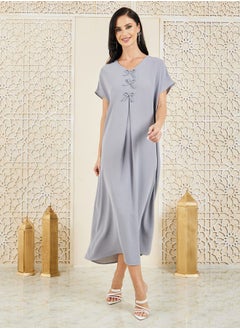 Buy Bow Tie Detail Short Sleeve Under Abaya Dress in Saudi Arabia