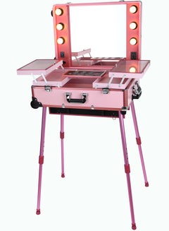 Buy Maylan Makeup Train Stand Case With Pro Studio Artist Trolley And Lights Pink Queen Size in UAE
