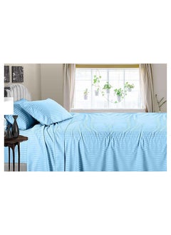 Buy Hotel Collection Sky Blue Double Flat Sheet with 2 Pillow Cases 220x280 cm in UAE