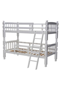 Buy Karnak Best Wooden Bunk Bed Double Decker Bunker Bed, Made Solid Wood Heavy Duty Guard Rails Sturdy for Home, Baby Home, Apartment Studio Room Color WHITE in UAE