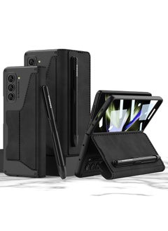 Buy Case for Samsung Galaxy Z Fold 5 Case with Removable Pen Slot, Built with Screen Protector, Slim Flip Armor Folding Leather. Note: Not Include the Pen in UAE