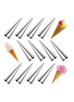 اشتري 12pcs Cream Horn Molds Baking Cones Stainless Steel Roll Horn Forms Conical Danish Pastry Croissant Cones Moulds في الامارات