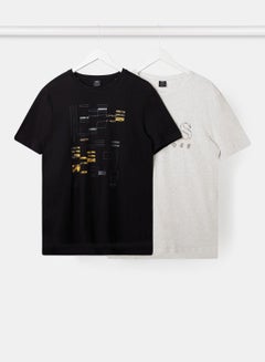 Buy Pack of 2 Logo Crew Neck T-Shirt in UAE
