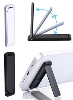 Buy 2-Pack Ultra Thin Mini Metal Folding Phone Holder Stand - Black and White, Sleek Portable Alloy Kickstand in UAE