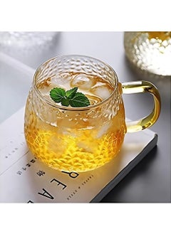 Buy Tea & Coffee Mug with Gold Handle - 1 Pieces, Clear, 400ml in Egypt