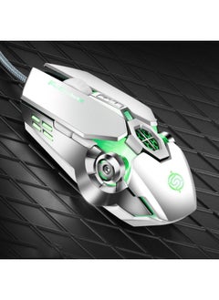 Buy K-Snake Q7 Game Wired 7 Color Illuminated USB 4000 DPI Mechanical Mouse(White) in Saudi Arabia