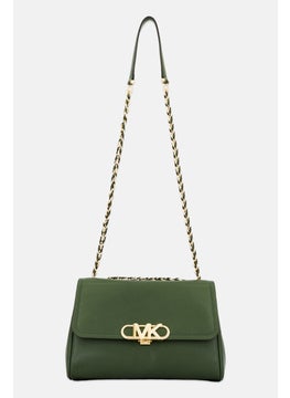 Buy Women Brand Logo Convertible Chain Shoulder Bag 19 H x 26 L x 7 W cm, Dark Green in UAE