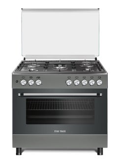 اشتري Star Track Freestanding Gas-Cooker 5-Burner Full-Safety,(Full Sabaf) Steel Cooker, Gas Oven with Rotisserie, Automatic Ignition(Grey) SG-KL9060-G في الامارات