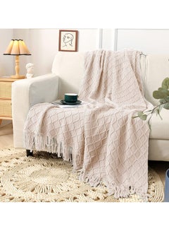 Buy Soft and Breathable Tassel Design Keep Warm Napping Cotton Blanket in Saudi Arabia