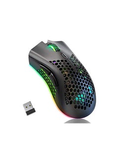 Buy Wireless Gaming Mouse, Computer Mouse with Honeycomb Shell, 6 Programmed Buttons, 3 Adjustable DPI, Silent Click, USB Receiver, Ergonomic RGB Optical Gamer Mice Mouse for Laptop PC Mac(Black) in UAE