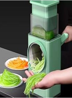 اشتري "7 in 1 Multifunctional Vegetable Cutter: Grater and Manual Slicer (6 Shapes), with 2 Attachments for Grating Vegetables in Different Shapes and Cutting Round Slices and Potato Chips" في مصر