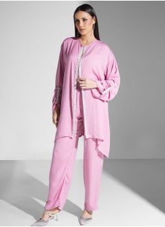 Buy Embellished Rushed Sleeve Shirt & Pant Set in UAE