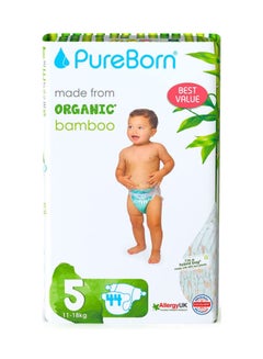 Buy Natural Bamboo Baby Disposable Size 5 Diapers Nappy Twin Value Pack From 11 to 18 Kg  44 Pcs Tropic Print Super Soft Maximum Leakage Protection New Born Essentials Eco Friendly in UAE