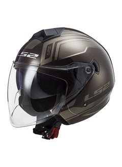 Buy JET HELMET MOTO SCOOTER OF573 TWISTER II FLIX WOOD GLOSS BROWN (LARGE SIZE) in UAE