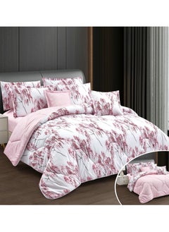 Buy Hours comforter set with soft silky fabric two sides floral print 4 pieces single size in Saudi Arabia