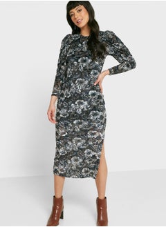 Buy Printed Side Split Dress in Saudi Arabia