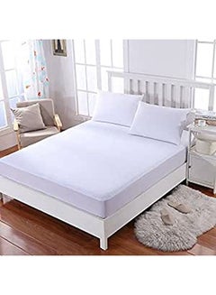 Buy Tulips Fitted Waterproof Mattress Protector Queen Size 150X200 cm White in Egypt