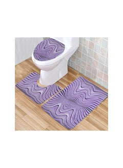 Buy -Set Bathroom Anti-Slip Pedestal Rug + Lid Toilet Cover + Bath Mat in Saudi Arabia
