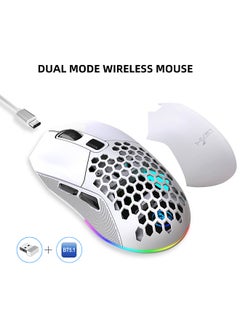 اشتري Wireless Gaming Mouse Rechargeable Lightweight 2.4G/BT Design Interchangeable Back Cover Hollow-out Design High Precision 4800DPI Multiple RGB Backlight Modes Laptop PC Gaming Mice في السعودية