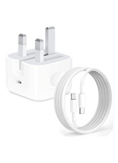 Buy iPhone 20W Fast Charger | USB C Wall Fast Charger with USB C to Lightning Cable 1M Compatible with iPhone 14/14 Pro/14 Pro Max/13/12/SE2020/11/XR/XS Max/X/iPad in UAE