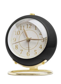 Buy Small Classic Tickless Analog Alarm Clock for Bedroom Office Living Room Decor Black in Saudi Arabia