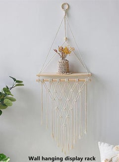 اشتري 1-Piece Hand-Woven Wall Hanging Display Rack/Decorative Wooden Shelf 35 x 100 Centimeter في الامارات