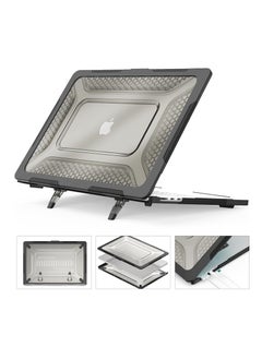 Buy MacBook Air 15 inch Case M2 A2941 2023 Anti-Scratching Protective Case with Foldable Stand, Full Body Protection Hard Air M2 Cover-Black in Egypt