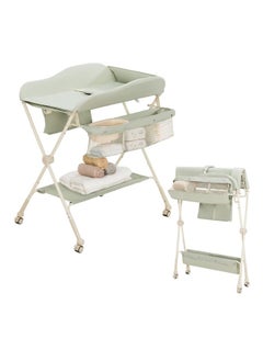 Buy Folding Baby Diaper Changing Tables With Water Basin, Storage Shelf, 4 Wheels, Diaper Organizer - Green in Saudi Arabia