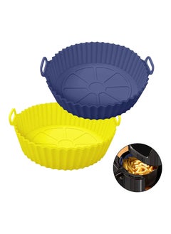 Buy MahMir® Silicon Air Fryer Liner  2 Pcs Non-Stick Reusable Air Fryer Liners - Replacement for Flammable Parchment Liner Paper - Baking Pan Air Fryer – Food safe Fryers Basket Oven Accessories in UAE