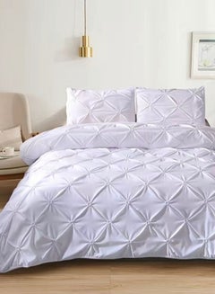 Buy Premium King Size 6 Pieces Bedding Set Without Filler Pinch Pleat Design Plain Pearl White Color in UAE